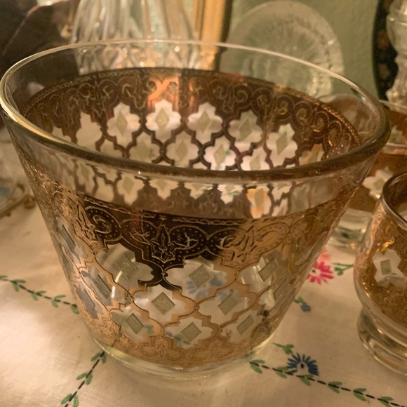 Vintage 22k Culver bar set ice bucket and 4 glasses - Picture 2 of 10